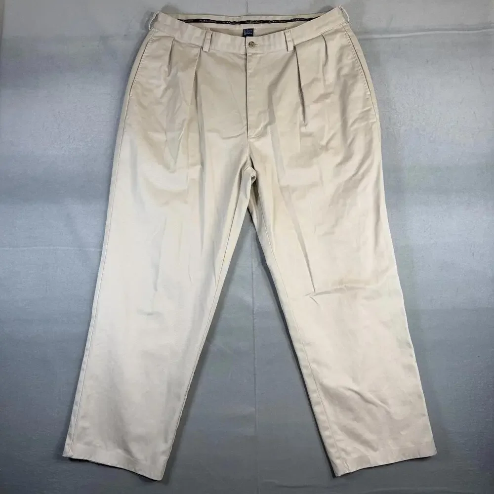 Vintage Polo Ralph Lauren Andrew Pants Mens 38x29 Beige Cream Pleated Chino 90s